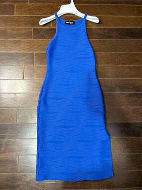 Planet Gold Blue Textured Maxi Dress Size XS Like New
